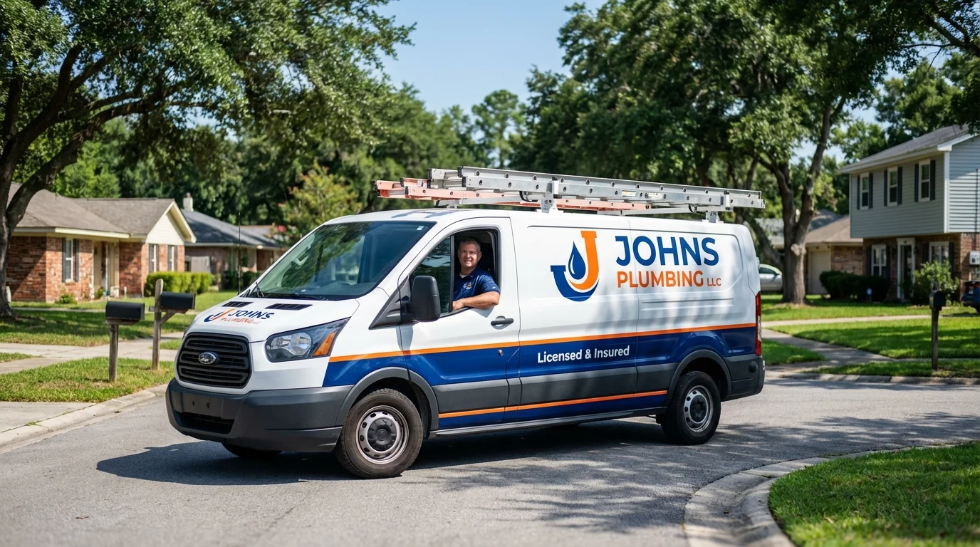 Johns Plumbing LLC service van in Woodstock, IL